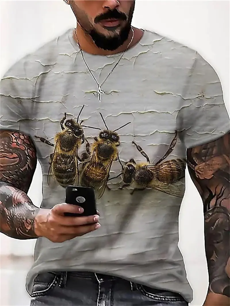 Men's T-Shirts 3d Print Cute Bee Pattern Tops Tees New In Summer Women Kids Streetwear Fashion Oversized T Shirt Men Clothing