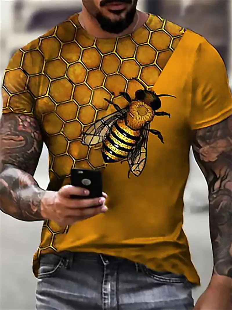 Men's T-Shirts 3d Print Cute Bee Pattern Tops Tees New In Summer Women Kids Streetwear Fashion Oversized T Shirt Men Clothing
