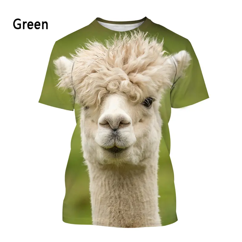 Fashion 3D Animal Print Mens Clothes Women Outdoor Funny Alpaca Printed T-shirt Kids Summer Casual Short Sleeve O-neck Tee Tops