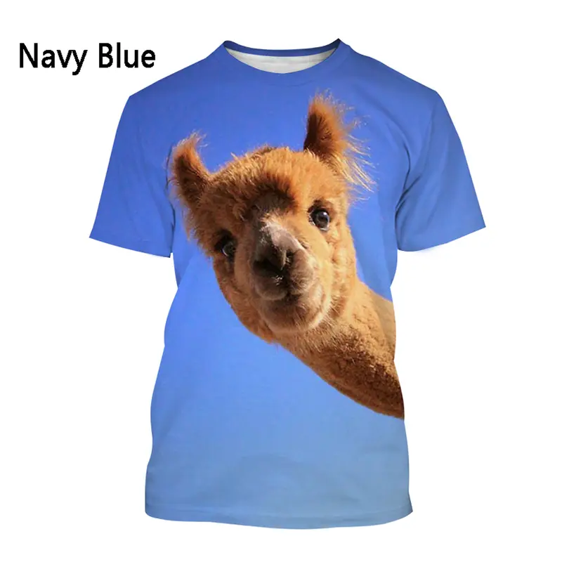 Fashion 3D Animal Print Mens Clothes Women Outdoor Funny Alpaca Printed T-shirt Kids Summer Casual Short Sleeve O-neck Tee Tops
