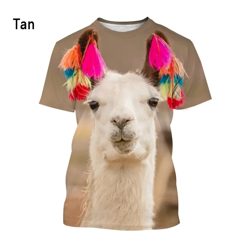 Fashion 3D Animal Print Mens Clothes Women Outdoor Funny Alpaca Printed T-shirt Kids Summer Casual Short Sleeve O-neck Tee Tops