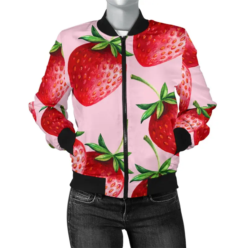 3d Print Lemon Strawberry Fruits Series Pattern Zipper Jackets Men Women Autumn Sweatshirt Kids Casual Loose Coat Bomber Jacket