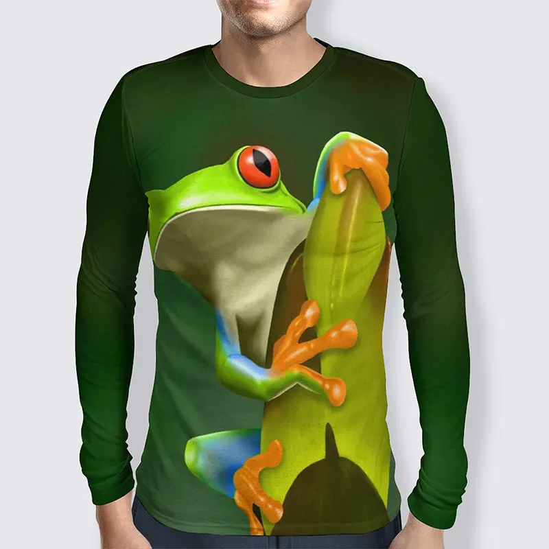 Funny Tree Frog 3D Graphic Tee Shirt Y2k Men Women Autumn Fashion Casual Street Hip Hop T Shirt Kids Round Neck Long Sleeve Tees