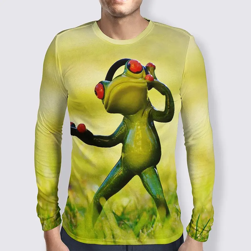Funny Tree Frog 3D Graphic Tee Shirt Y2k Men Women Autumn Fashion Casual Street Hip Hop T Shirt Kids Round Neck Long Sleeve Tees