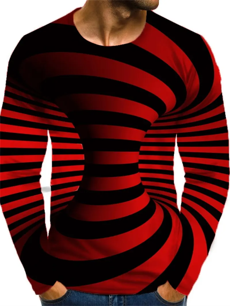 3D Print Abstract Vertigo Graphic Men's Clothing T-shirt New Men Long Sleeve T Shirts Streetwear Sports Men Designer Y2k Clothes