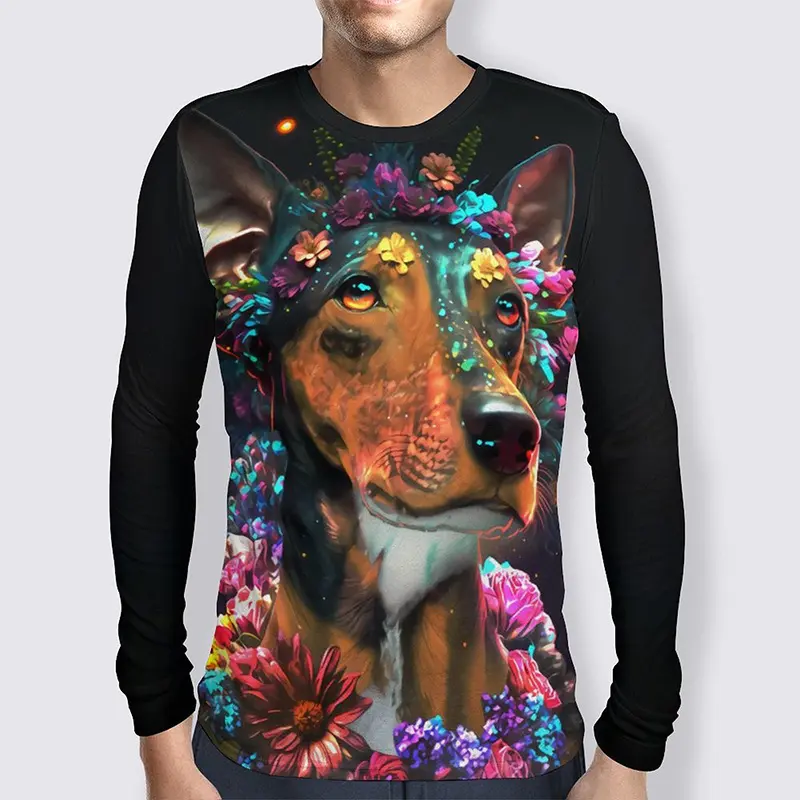 Wolf 3D Graphic T Shirts Men Autumn Fashional Animal Pattern Oversized T Shirt Casual Round Neck Long Sleeves Tees Tops