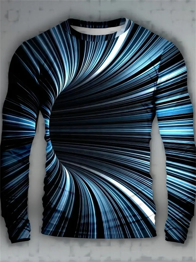 3D Print Abstract Vertigo Graphic Men's Clothing T-shirt New Men Long Sleeve T Shirts Streetwear Sports Men Designer Y2k Clothes