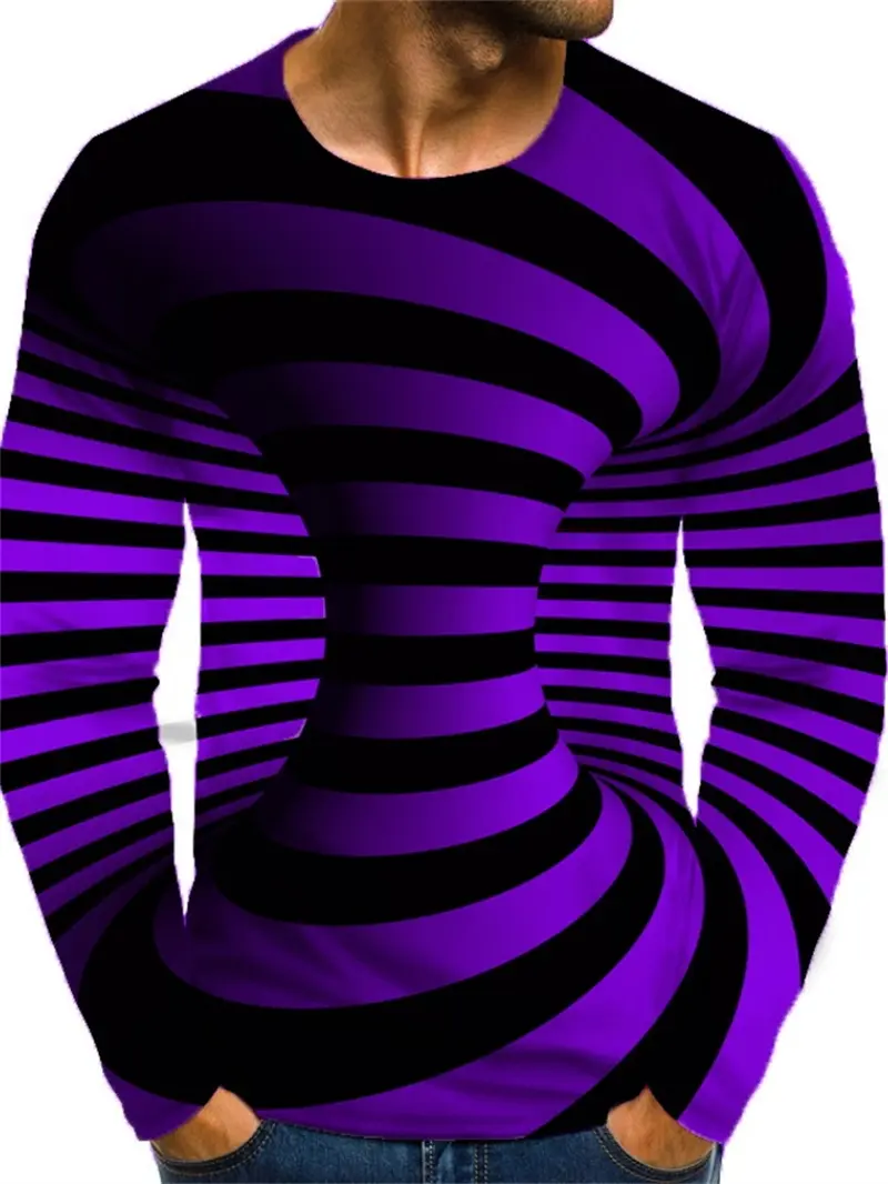 3D Print Abstract Vertigo Graphic Men's Clothing T-shirt New Men Long Sleeve T Shirts Streetwear Sports Men Designer Y2k Clothes