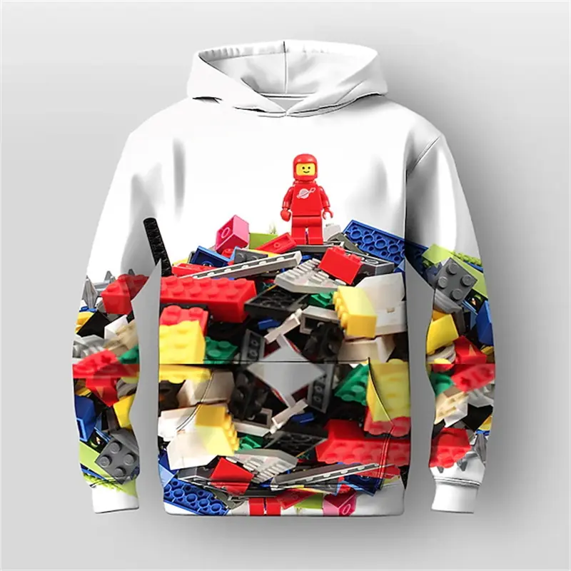 New Cool Building Block 3D Print Boys' Hoodies Men Casual Pullover Long Sleeve Sweatshirt For Spring Fall  Clothing Streetwear