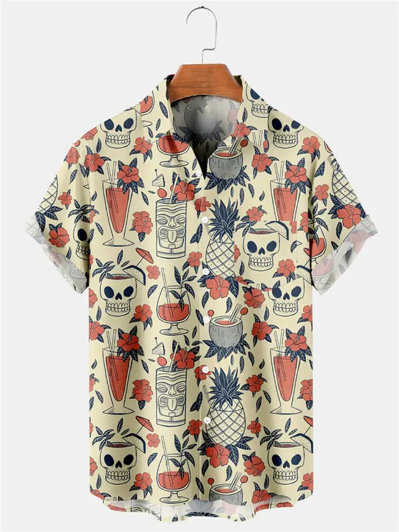 2024 New Fashion Vintage Tiki 3D Graphic Summer Shirts Men Y2k Clothing Casual Retro Shirt Women Harajuku Hawaiian Beach Blouse
