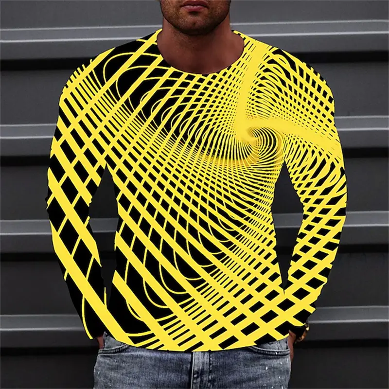 3D Print Men's T Shirt Optical Illusion Crew Neck Casual High Quality Short Sleeve Tee Tops Vintage Streetwear Clothing Apparel