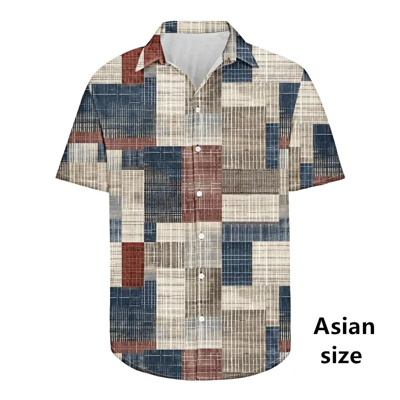 Vintage Hawaiian Men's Striped 3d Print Shirts New Fashion Short Sleeve Casual Top Oversized Sport Gym Clothing Women Blouse