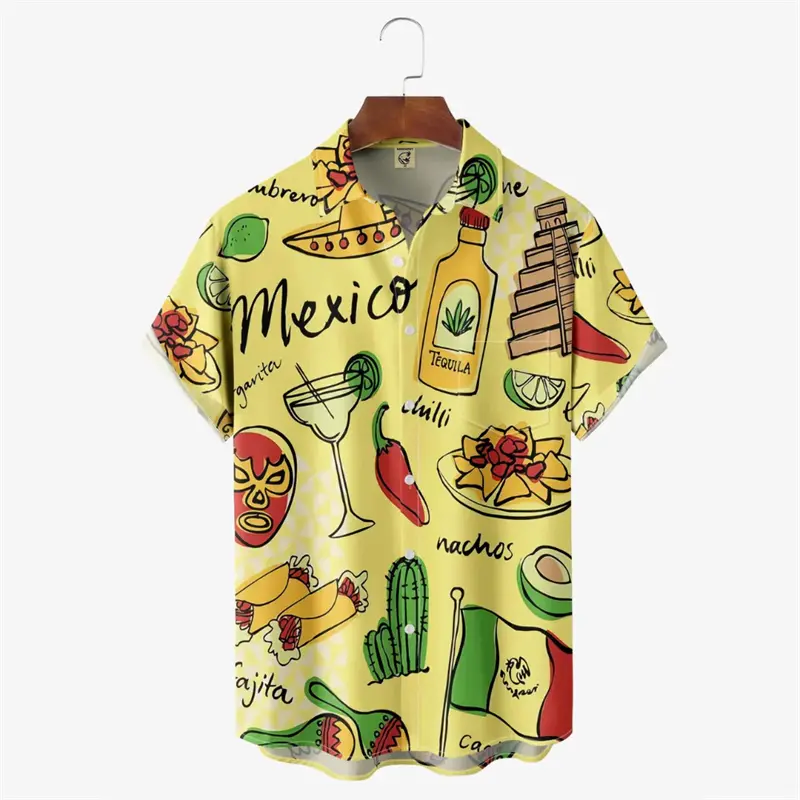 3d Print Mexican Wrestling Men's Shirts Summer Cool Mask Graphic Short Sleeve Beach Shirt Casual Hawaiian Top Tee Men Clothing