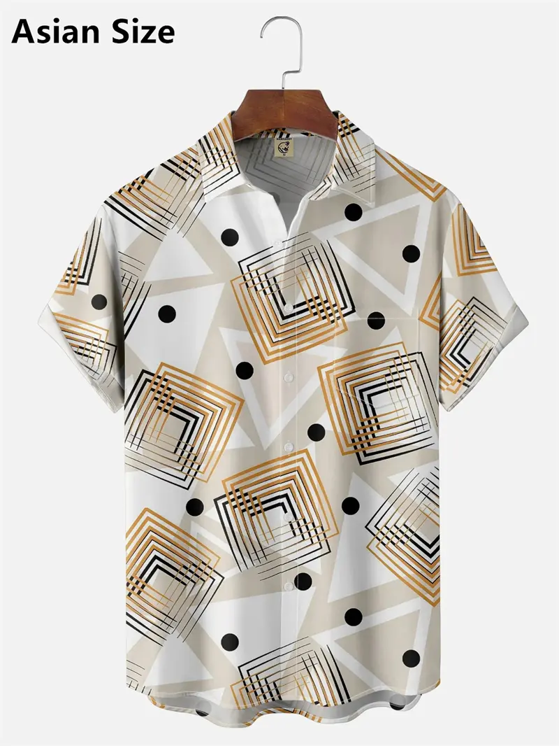 Men's Shirts Summer Casual Abstract Art Pattern Shirt Simple Men's Outdoor Loose Pop Clothing Hawaiian Women Beach Blouse Y2k