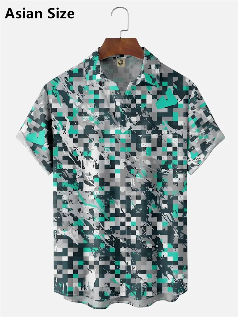 Men's Shirts Summer Casual Abstract Art Pattern Shirt Simple Men's Outdoor Loose Pop Clothing Hawaiian Women Beach Blouse Y2k