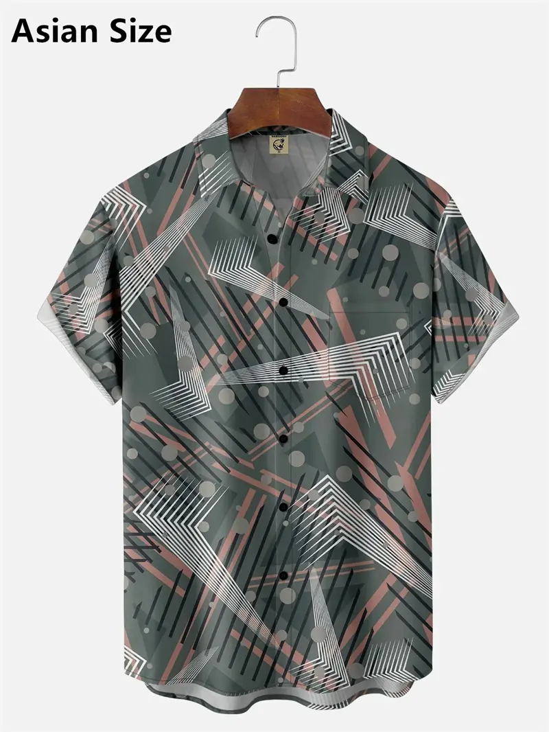 Men's Shirts Summer Casual Abstract Art Pattern Shirt Simple Men's Outdoor Loose Pop Clothing Hawaiian Women Beach Blouse Y2k