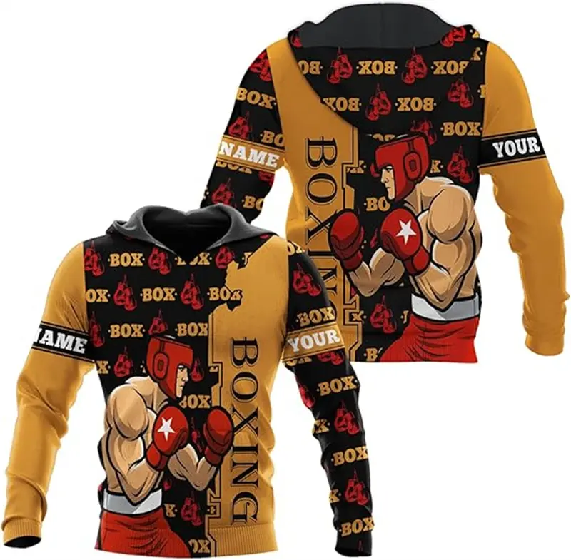 Muay Thai Graphic Hoodie Men Clothing 3D Boxing KO Print Sportwear New In Hoodies Women Harajuku Fashion Y2k Pullover Sweatshirt