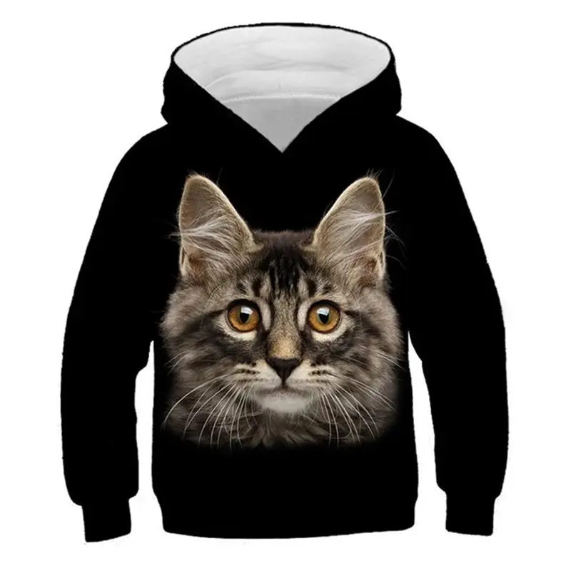 Cute 3d Print Cat Pattern Hoodies Children's Sweatshirt Kawaii Pet Hooded Pullover Men Women Long Sleeves Autumn New Clothing