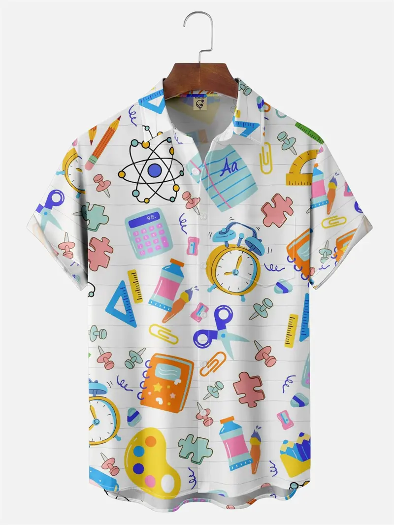 New 3D Printing Shirts & Blouses For Men Women Back-to-school Pattern Fashion Funny Streetwear Short Shirts Women Y2k Clothing