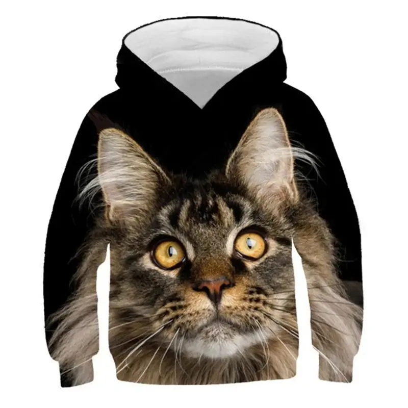 Cute 3d Print Cat Pattern Hoodies Children's Sweatshirt Kawaii Pet Hooded Pullover Men Women Long Sleeves Autumn New Clothing