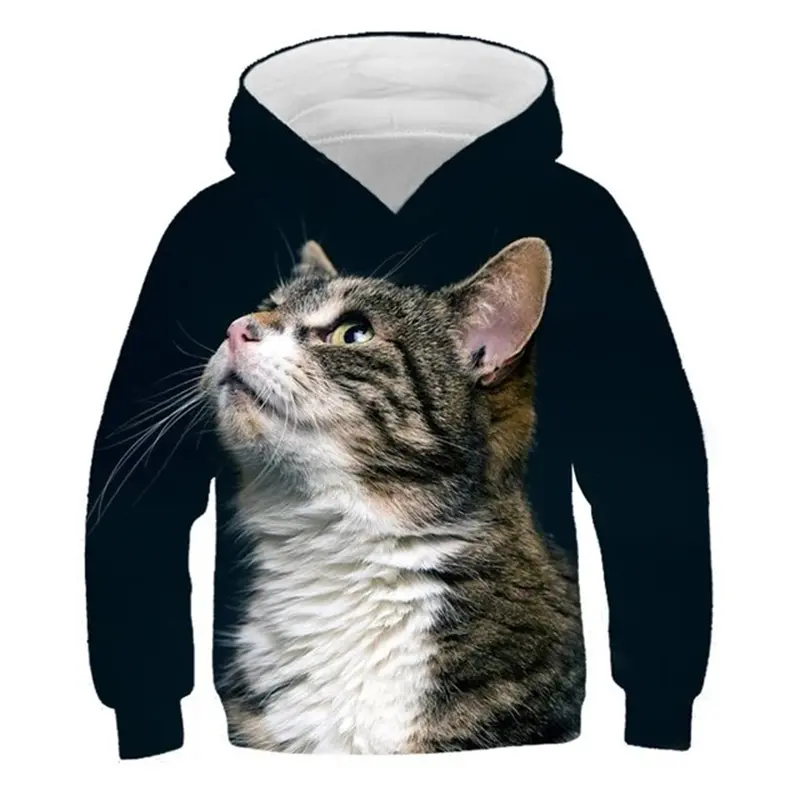 Cute 3d Print Cat Pattern Hoodies Children's Sweatshirt Kawaii Pet Hooded Pullover Men Women Long Sleeves Autumn New Clothing