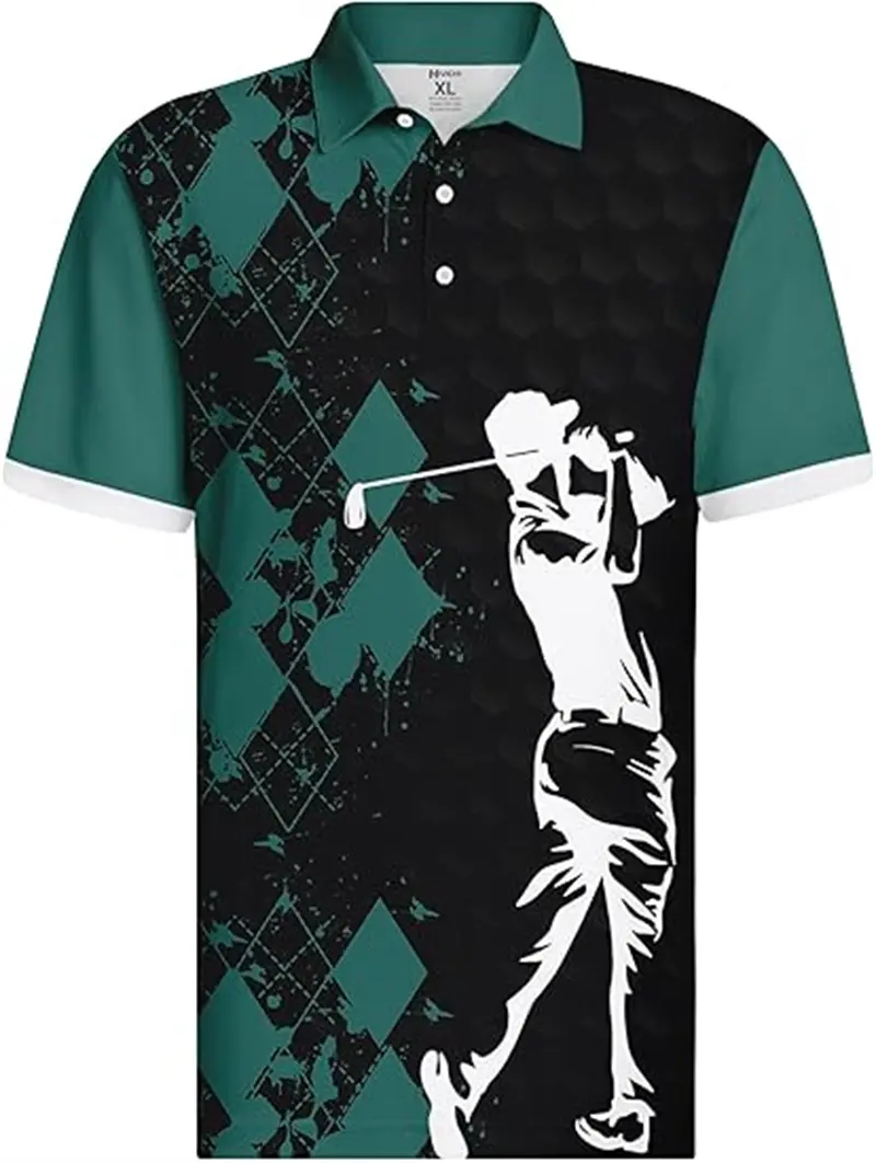 3D Print Golf Polo Shirt For Men Fashion Summer Personalized Shirt Buttons Lapel Oversized Short Sleeve Male Quality Sport Tops
