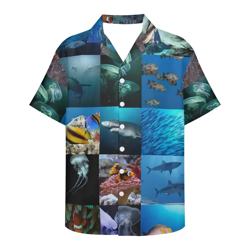Magical Underwater World 3D Print Shirts For Men Clothes Funny Fish Graphic Beach Shirt Women Hawaiian  Aloha Button Blouse