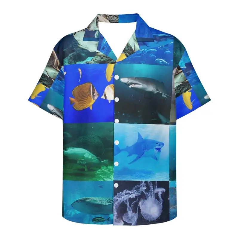 Magical Underwater World 3D Print Shirts For Men Clothes Funny Fish Graphic Beach Shirt Women Hawaiian  Aloha Button Blouse
