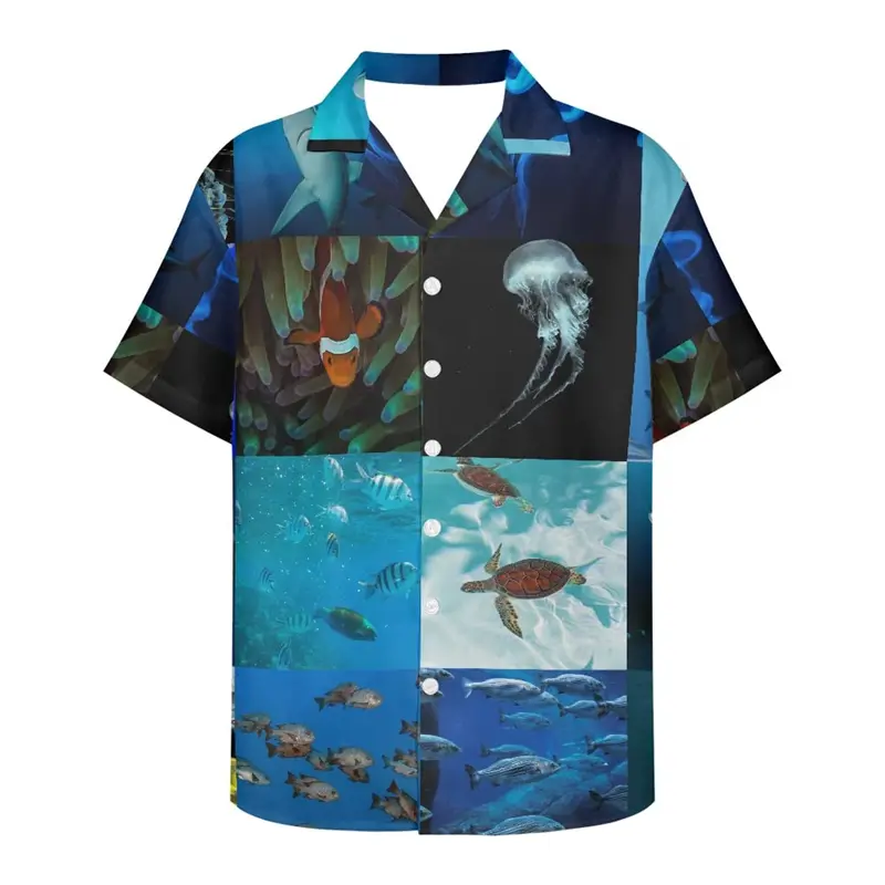 Magical Underwater World 3D Print Shirts For Men Clothes Funny Fish Graphic Beach Shirt Women Hawaiian  Aloha Button Blouse