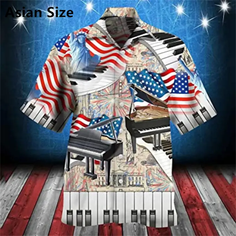 USA Flag Pattern Men's 3D Print Hawaii Shirts Holiday American Independence Day Men Summer Beach Street Style Hawaiian Blouses