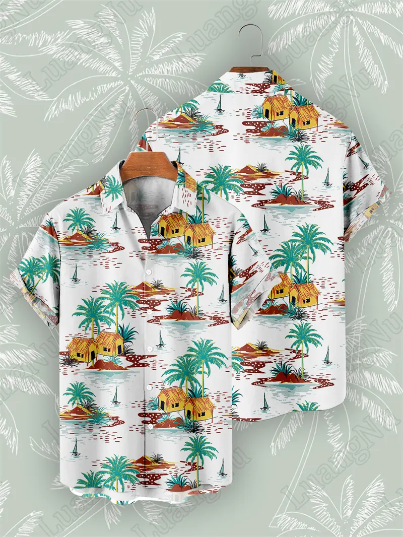 Plant 3d Printing Men's Short Sleeve Shirts Hawaiian Summer Holiday Cardigan Male Casual Lapel Tops Fashion Graphic Blouse