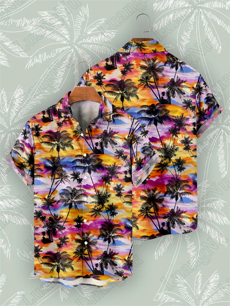 Plant 3d Printing Men's Short Sleeve Shirts Hawaiian Summer Holiday Cardigan Male Casual Lapel Tops Fashion Graphic Blouse