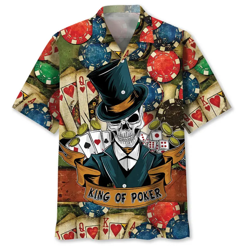 Man Shirt Horror Skull Graphic 3D Print Men's Clothing Summer Beach Hawaiian Harajuku Camisas De Hombre Holiday Shirt Y2k Tops
