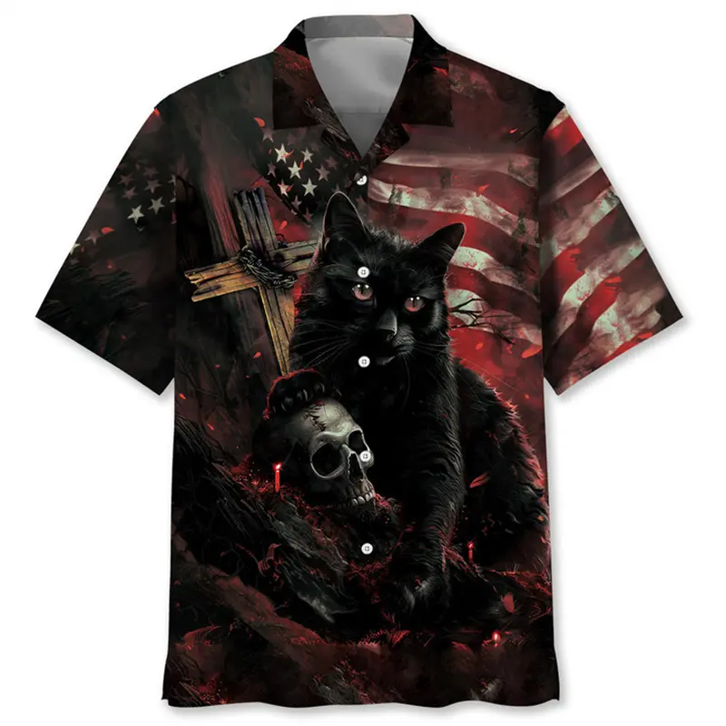 Man Shirt Horror Skull Graphic 3D Print Men's Clothing Summer Beach Hawaiian Harajuku Camisas De Hombre Holiday Shirt Y2k Tops