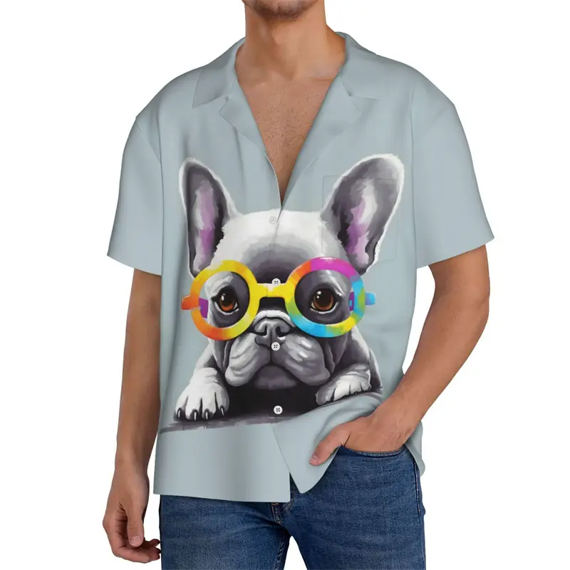 Funny Dog Pattern Hawaii Shirt Men Women Summer Fashion Short Sleeves 3d Printed Animal T-Shirts Tops Button Shirts Lapel Blouse