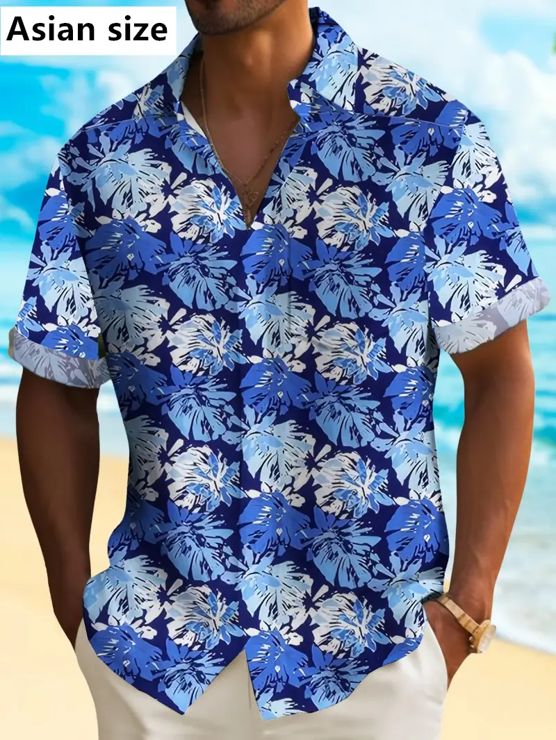 Mens Shirt Short Sleeve Floral Button Down Shirt Tropical Summer Beach Shirt Camping Shirt Short Sleeve Mens Formal Shirt