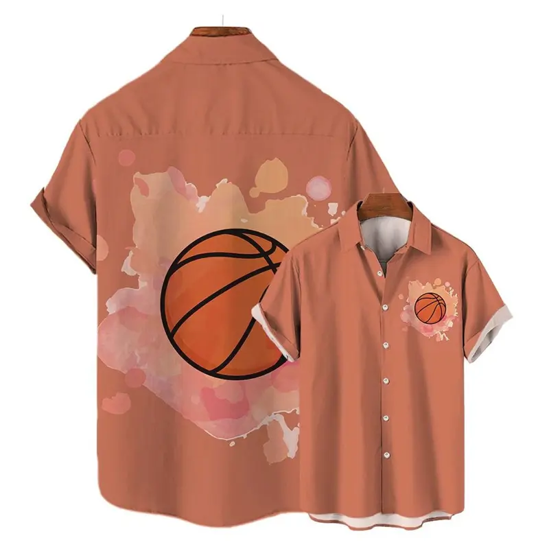 Funny Basketbal 3D Print Hawaiian Shirts Men Summer Street Hip Hop Short Sleeve Tops Casual  Breathable Plus Size Mens Shirts