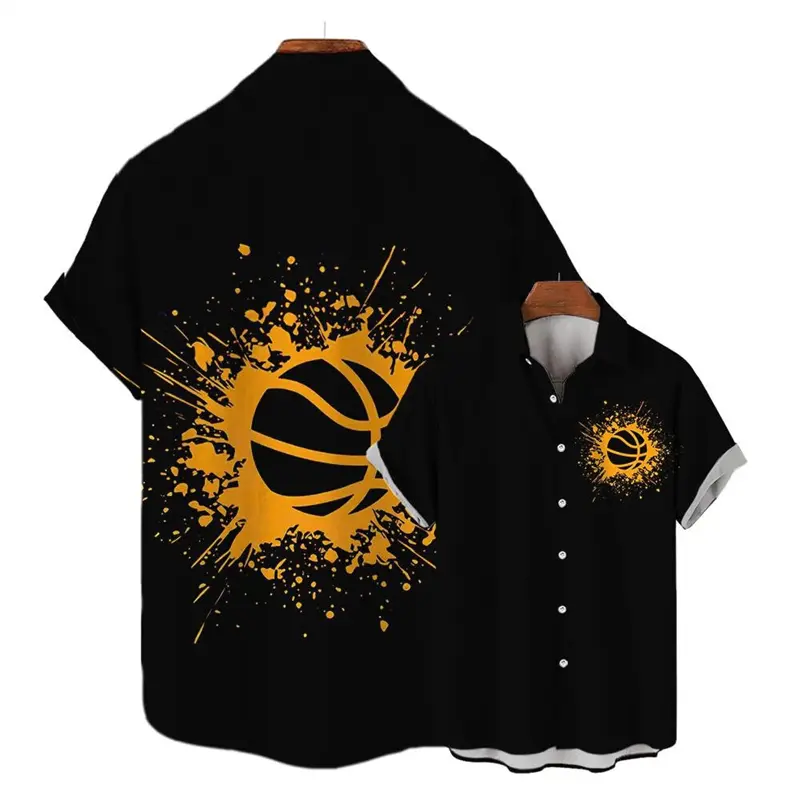 Funny Basketbal 3D Print Hawaiian Shirts Men Summer Street Hip Hop Short Sleeve Tops Casual  Breathable Plus Size Mens Shirts
