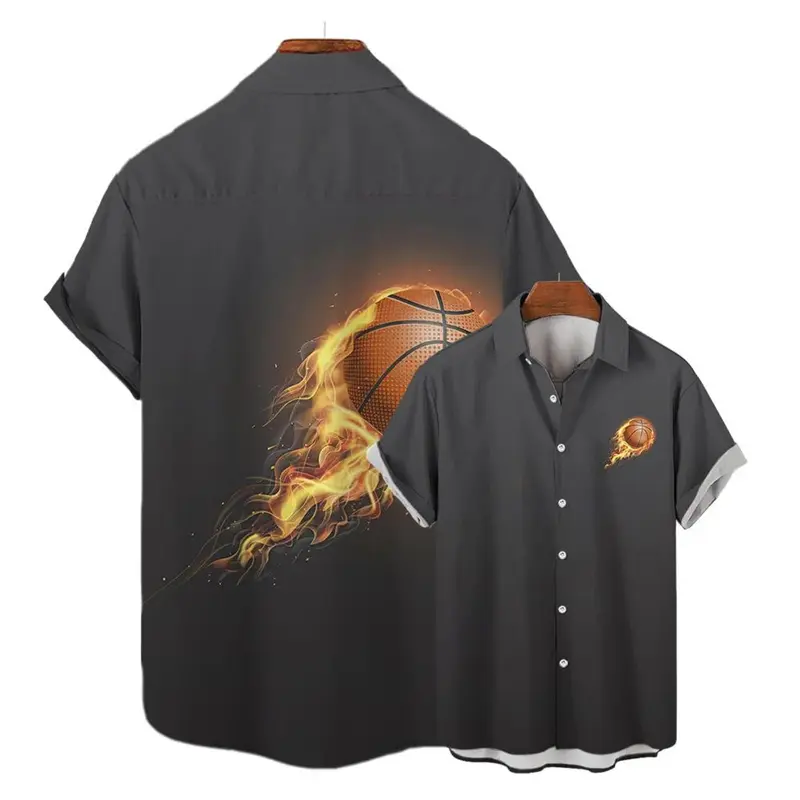 Funny Basketbal 3D Print Hawaiian Shirts Men Summer Street Hip Hop Short Sleeve Tops Casual  Breathable Plus Size Mens Shirts