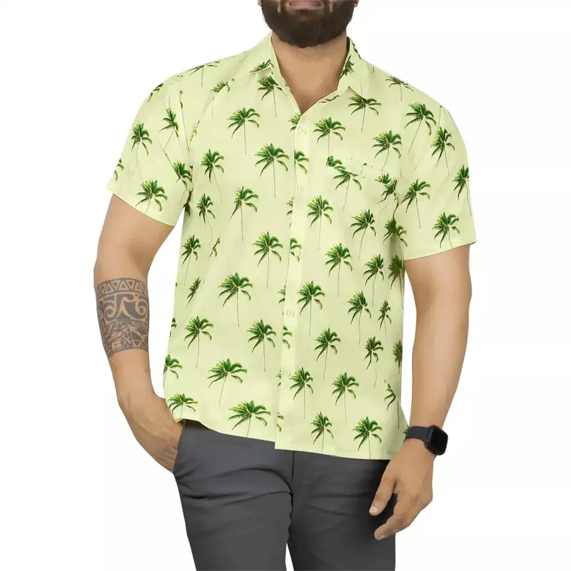 Coconut Tree 3d Print Vintage Man Shirt Tropic Shirts Men Women Fashion Oversized Hawaii Beach Blouse Lapel Button Mens Clothing
