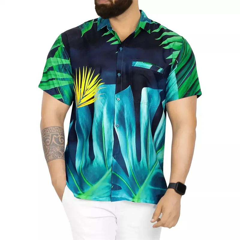Coconut Tree 3d Print Vintage Man Shirt Tropic Shirts Men Women Fashion Oversized Hawaii Beach Blouse Lapel Button Mens Clothing