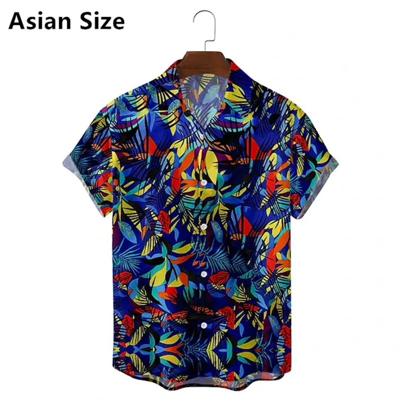 Fashion Mens Hawaiian Shirt Male Vintage Classic Tropical Plants 3D Printed Beach Aloha Shirts Short Sleeve Loose Unisex Tops
