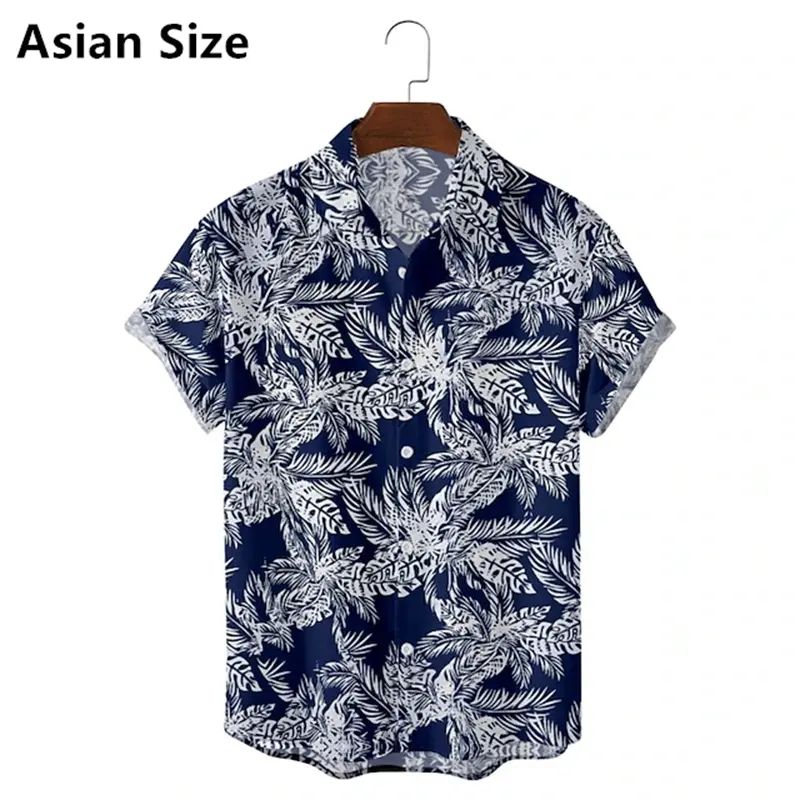 Fashion Mens Hawaiian Shirt Male Vintage Classic Tropical Plants 3D Printed Beach Aloha Shirts Short Sleeve Loose Unisex Tops