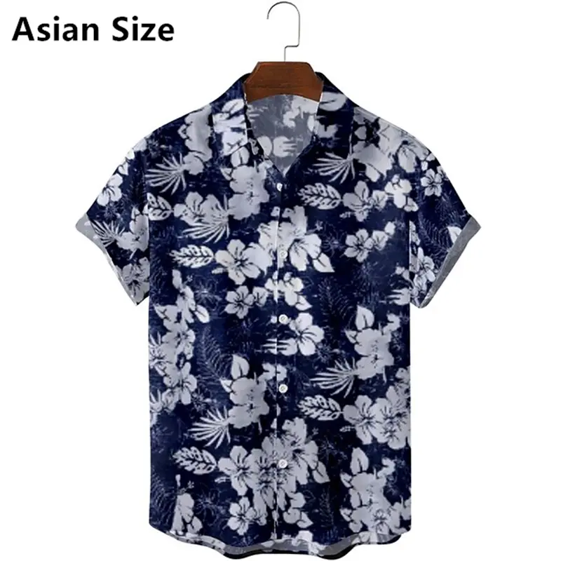 Fashion Mens Hawaiian Shirt Male Vintage Classic Tropical Plants 3D Printed Beach Aloha Shirts Short Sleeve Loose Unisex Tops