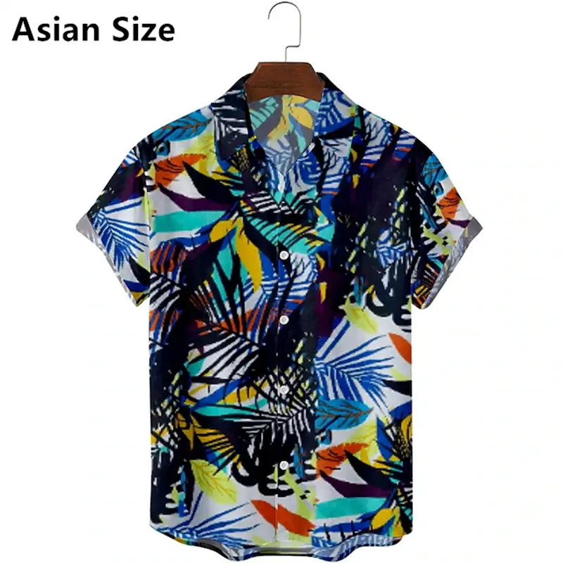 Fashion Mens Hawaiian Shirt Male Vintage Classic Tropical Plants 3D Printed Beach Aloha Shirts Short Sleeve Loose Unisex Tops