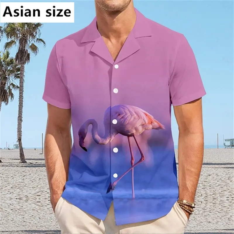 3D Printed Flamingo Graphic Hawaiian Shirt For Men Women Aloha Shirts Summer Fashion Vacation Short Sleeve Tops New Y2k Blouse