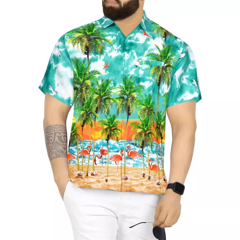 3d Print Vintage Man Shirt Tropic Coconut Tree Men Women Fashion Oversized Hawaiian Beach Shirt Vacation Blouse Mens Clothing