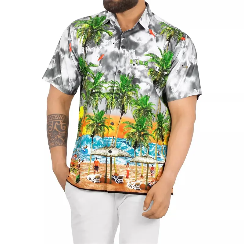 3d Print Vintage Man Shirt Tropic Coconut Tree Men Women Fashion Oversized Hawaiian Beach Shirt Vacation Blouse Mens Clothing