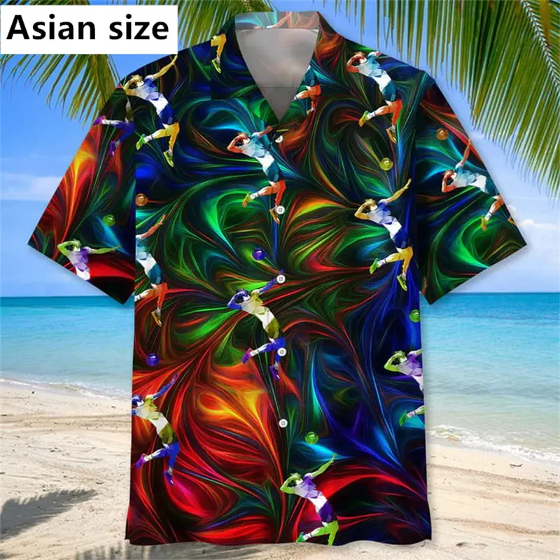 3D Printed Volleyball Shirt For Men Women Clothes Summer Hawaiian Flower Shirts Lapel Short Sleeves Street Beach Button Blouse