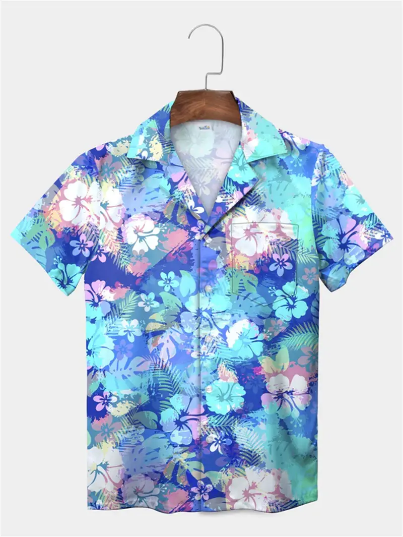 Tropical Plant Leaves Palm Tree Leaves Casual Shirt 3D Print Color Shirt Pattern Men's Short Sleeve Hawaiian Shirts Harajuku Top